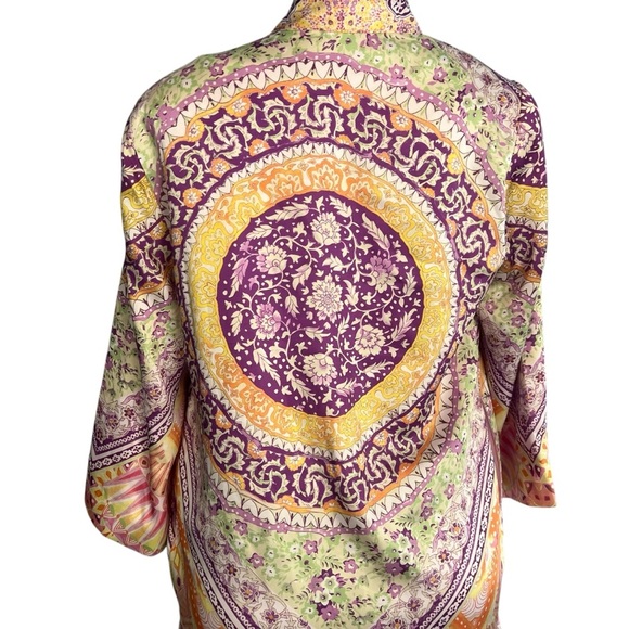 3/$30 🍂 Chico's Pink Lilac Mosaic Medallion Open Front Kimono - Picture 8 of 11